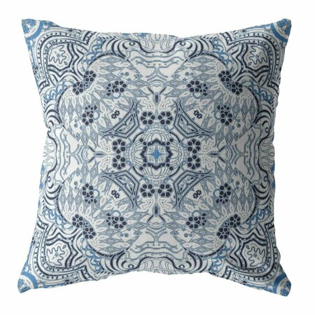 PALACEDESIGNS 18 in. Light Blue Boho Ornate Indoor & Outdoor Throw Pillow PA3093799